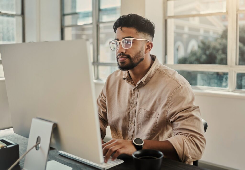 business man on computer