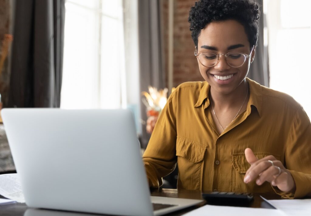 woman paying bill online